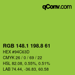 カラーコード: RGB 148.1 198.8 61 | qconv.com