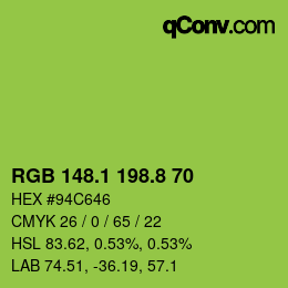 カラーコード: RGB 148.1 198.8 70 | qconv.com