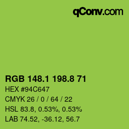 カラーコード: RGB 148.1 198.8 71 | qconv.com