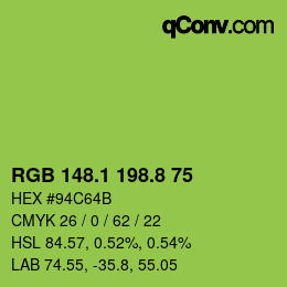 カラーコード: RGB 148.1 198.8 75 | qconv.com