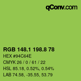 カラーコード: RGB 148.1 198.8 78 | qconv.com