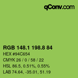 カラーコード: RGB 148.1 198.8 84 | qconv.com