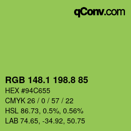 カラーコード: RGB 148.1 198.8 85 | qconv.com