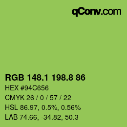 カラーコード: RGB 148.1 198.8 86 | qconv.com