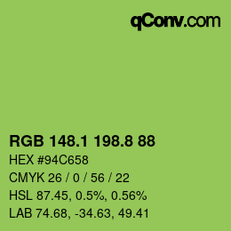 カラーコード: RGB 148.1 198.8 88 | qconv.com