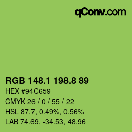 カラーコード: RGB 148.1 198.8 89 | qconv.com