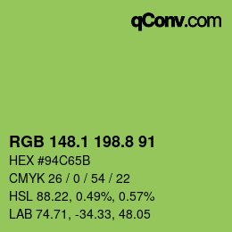 カラーコード: RGB 148.1 198.8 91 | qconv.com