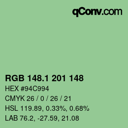 カラーコード: RGB 148.1 201 148 | qconv.com
