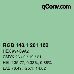 カラーコード: RGB 148.1 201 162 | qconv.com