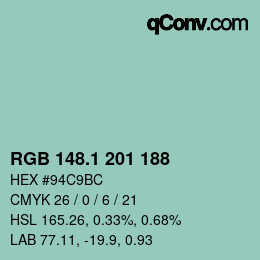 カラーコード: RGB 148.1 201 188 | qconv.com