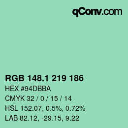 カラーコード: RGB 148.1 219 186 | qconv.com