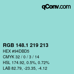 カラーコード: RGB 148.1 219 213 | qconv.com
