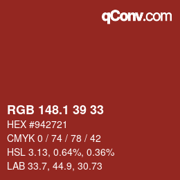 カラーコード: RGB 148.1 39 33 | qconv.com