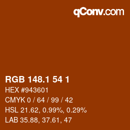 カラーコード: RGB 148.1 54 1 | qconv.com