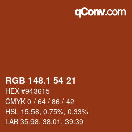 カラーコード: RGB 148.1 54 21 | qconv.com