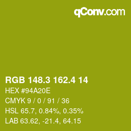 カラーコード: RGB 148.3 162.4 14 | qconv.com