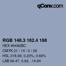 カラーコード: RGB 148.3 162.4 188 | qconv.com