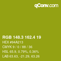 カラーコード: RGB 148.3 162.4 19 | qconv.com