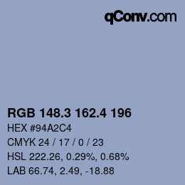 カラーコード: RGB 148.3 162.4 196 | qconv.com