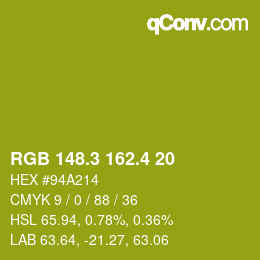 カラーコード: RGB 148.3 162.4 20 | qconv.com