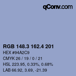 カラーコード: RGB 148.3 162.4 201 | qconv.com