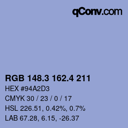 カラーコード: RGB 148.3 162.4 211 | qconv.com
