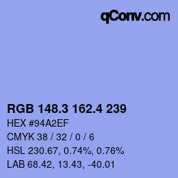 カラーコード: RGB 148.3 162.4 239 | qconv.com