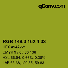 カラーコード: RGB 148.3 162.4 33 | qconv.com