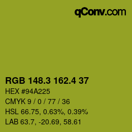 カラーコード: RGB 148.3 162.4 37 | qconv.com