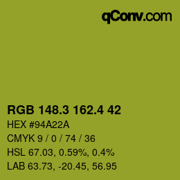 カラーコード: RGB 148.3 162.4 42 | qconv.com
