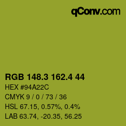 カラーコード: RGB 148.3 162.4 44 | qconv.com