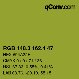 カラーコード: RGB 148.3 162.4 47 | qconv.com