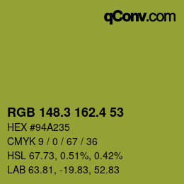 カラーコード: RGB 148.3 162.4 53 | qconv.com