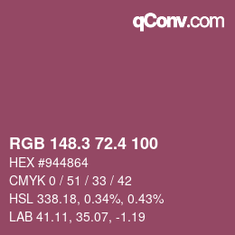 カラーコード: RGB 148.3 72.4 100 | qconv.com