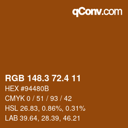 カラーコード: RGB 148.3 72.4 11 | qconv.com