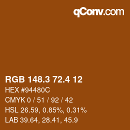 カラーコード: RGB 148.3 72.4 12 | qconv.com