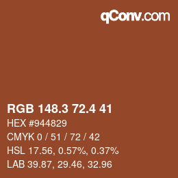 カラーコード: RGB 148.3 72.4 41 | qconv.com