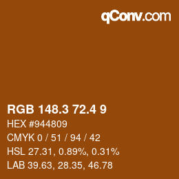 カラーコード: RGB 148.3 72.4 9 | qconv.com