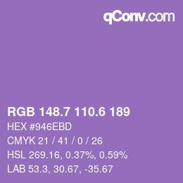 カラーコード: RGB 148.7 110.6 189 | qconv.com