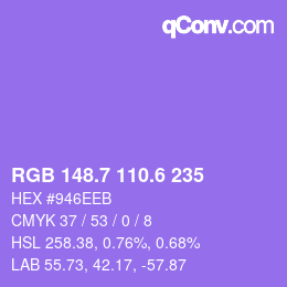 カラーコード: RGB 148.7 110.6 235 | qconv.com