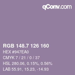 カラーコード: RGB 148.7 126 160 | qconv.com