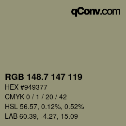 カラーコード: RGB 148.7 147 119 | qconv.com