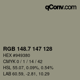 カラーコード: RGB 148.7 147 128 | qconv.com