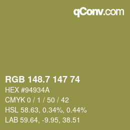 カラーコード: RGB 148.7 147 74 | qconv.com