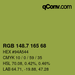 カラーコード: RGB 148.7 165 68 | qconv.com