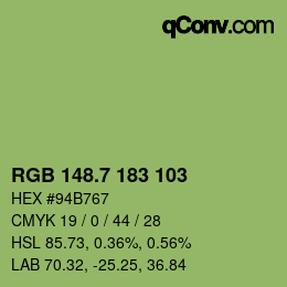 カラーコード: RGB 148.7 183 103 | qconv.com