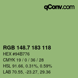 カラーコード: RGB 148.7 183 118 | qconv.com
