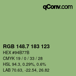 カラーコード: RGB 148.7 183 123 | qconv.com