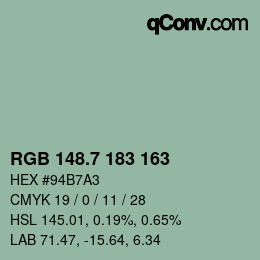 カラーコード: RGB 148.7 183 163 | qconv.com