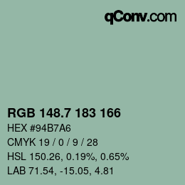 カラーコード: RGB 148.7 183 166 | qconv.com